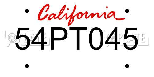 54PT045 California License Plate