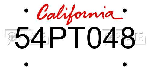 54PT048 California License Plate