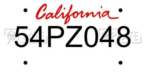 54PZ048 California License Plate