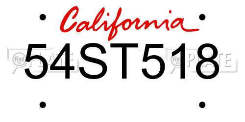 54ST518 California License Plate