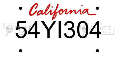 54YI304 California License Plate