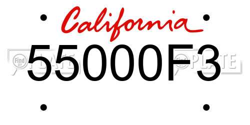 55000F3 California License Plate