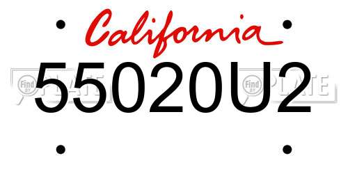 55020U2 California License Plate