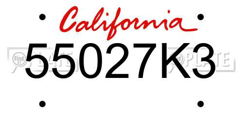 55027K3 California License Plate