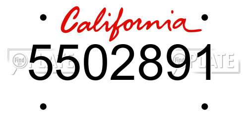 5502891 California License Plate