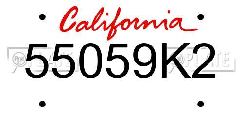 55059K2 California License Plate