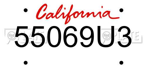 55069U3 California License Plate