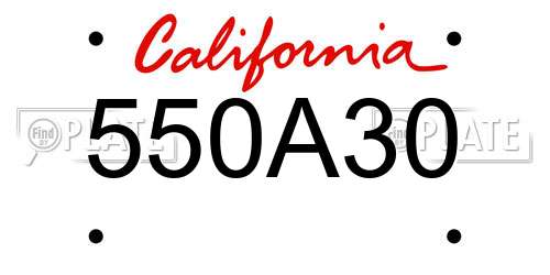 550A30 California License Plate