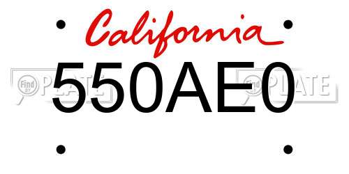 550AE0 California License Plate