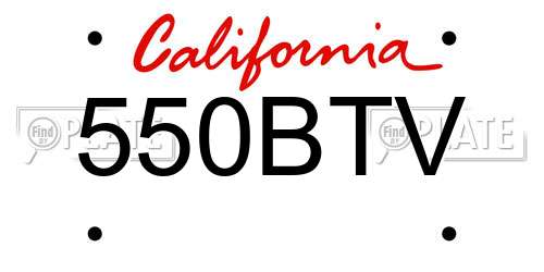550BTV California License Plate