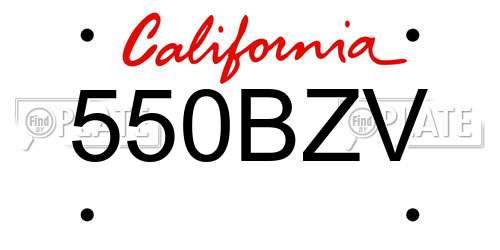 550BZV California License Plate