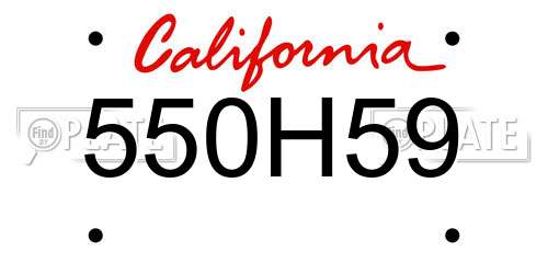 550H59 California License Plate