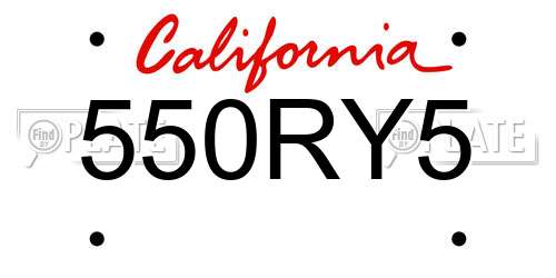550RY5 California License Plate
