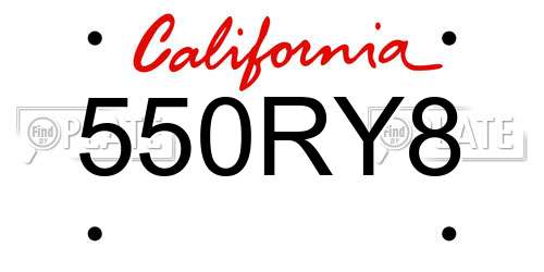 550RY8 California License Plate