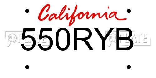 550RYB California License Plate