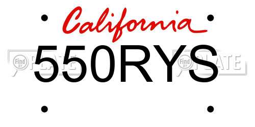 550RYS California License Plate