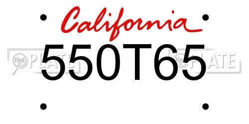 550T65 California License Plate