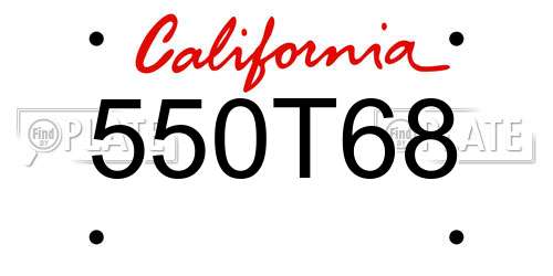550T68 California License Plate