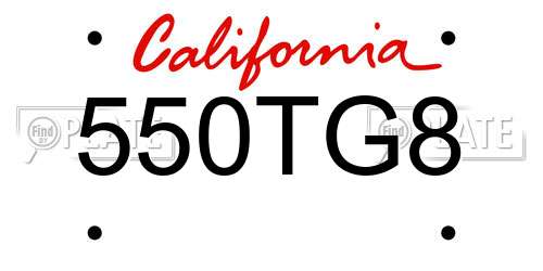 550TG8 California License Plate