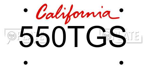 550TGS California License Plate