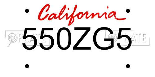 550ZG5 California License Plate