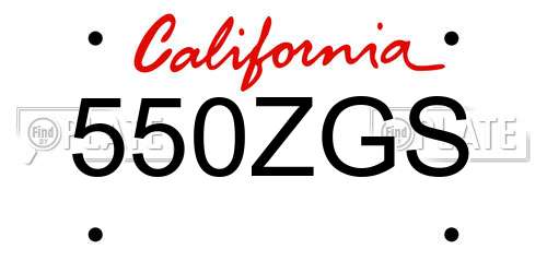 550ZGS California License Plate