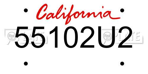 55102U2 California License Plate