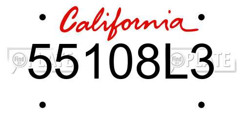 55108L3 California License Plate