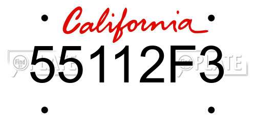 55112F3 California License Plate
