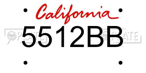 5512BB California License Plate