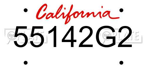 55142G2 California License Plate