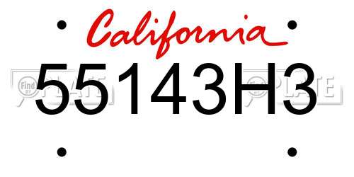 55143H3 California License Plate