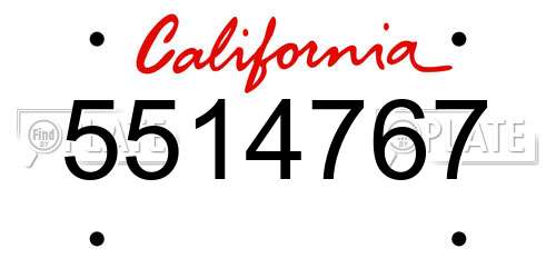 5514767 California License Plate