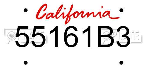55161B3 California License Plate