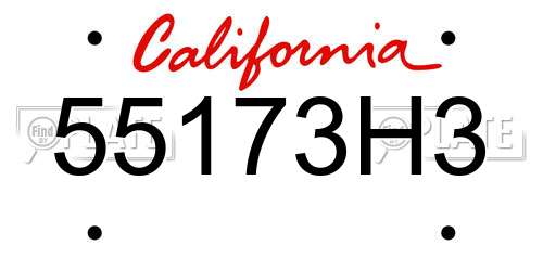 55173H3 California License Plate