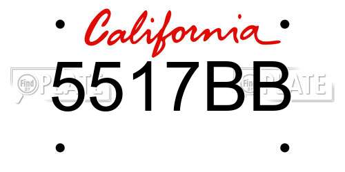 5517BB California License Plate