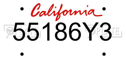 55186Y3 California License Plate