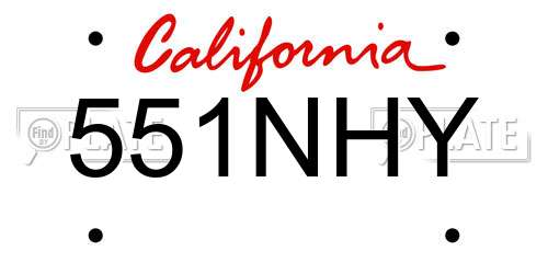 551NHY California License Plate