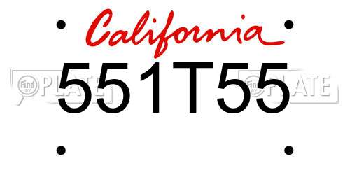 551T55 California License Plate