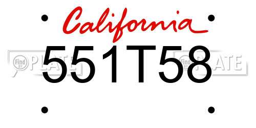551T58 California License Plate