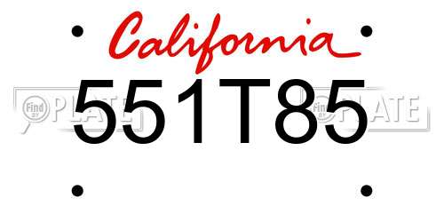 551T85 California License Plate