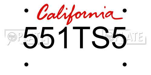 551TS5 California License Plate