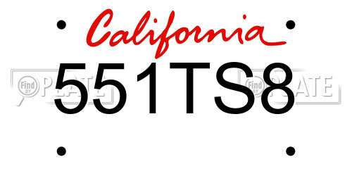 551TS8 California License Plate