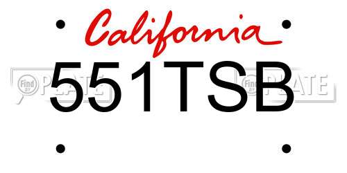 551TSB California License Plate