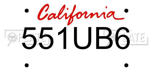 551UB6 California License Plate