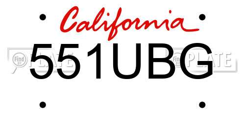 551UBG California License Plate