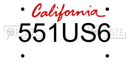 551US6 California License Plate