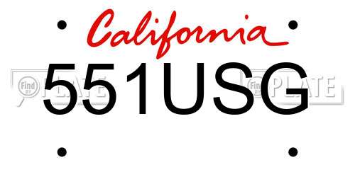 551USG California License Plate