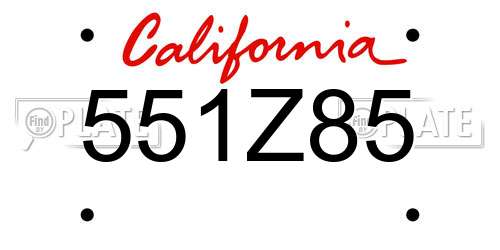 551Z85 California License Plate