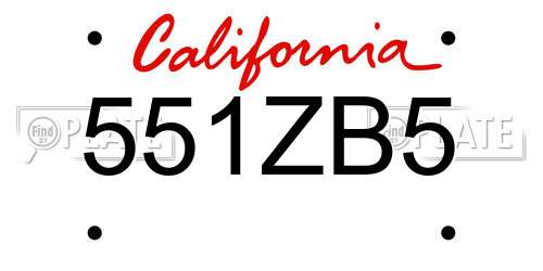 551ZB5 California License Plate